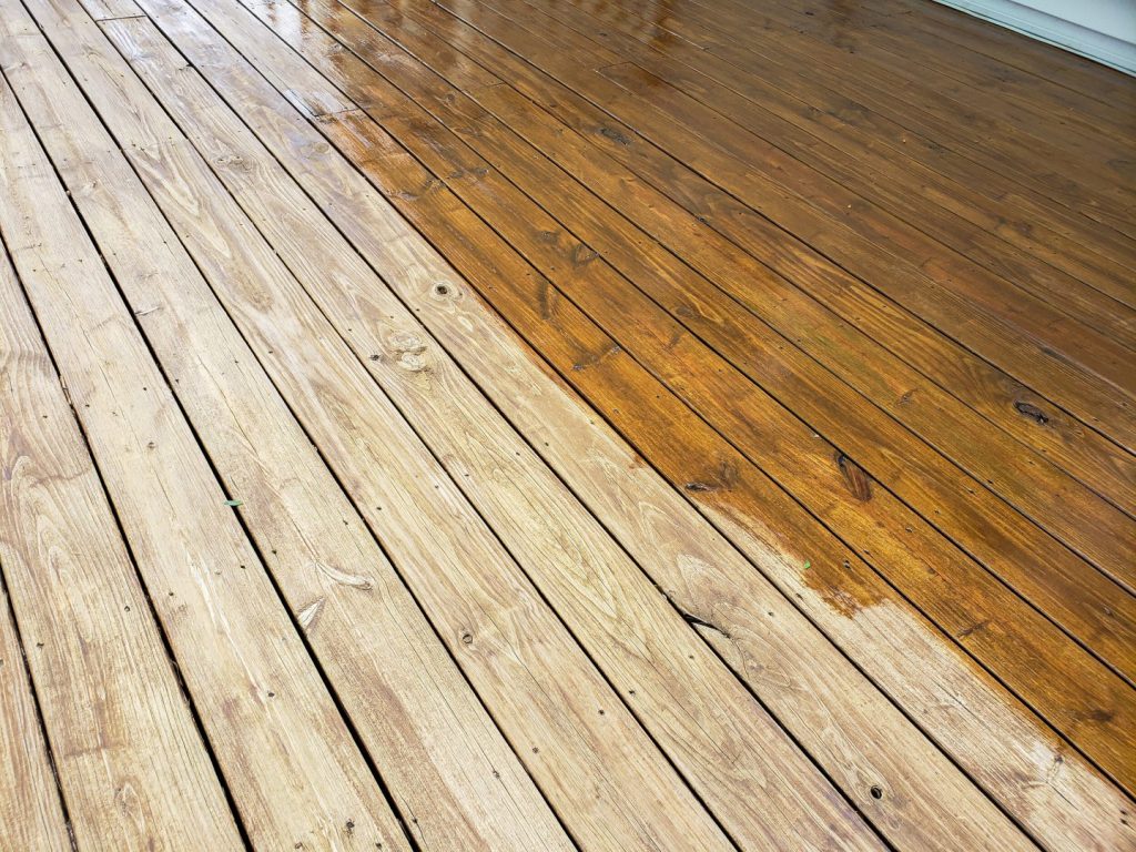Image of a deck with water based deck stain